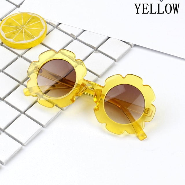 Vintage Kids Sunglasses Child Sun Glasses Round Flower Gafas Baby Children